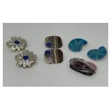 Sterling and Costume Earrings, Glass Pendant