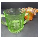 Vintage Uranium Glass and Carnival Glass Decor