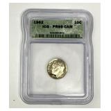 1962 90% Silver PR69 Cameo Dime