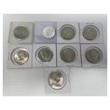 Nine Kennedy Half Dollars