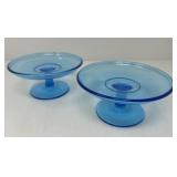 Vintage Blue Glass Compote Dishes