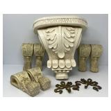 Wall Shelf, Drapery Rod Holders, Brass Hooks