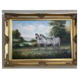 Zebra Painting, Oil on Canvas, Signed