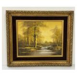 River Oil Painting on Canvas Signed C. Holland