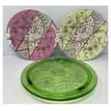 Jeanette Uranium Glass Cake Plate