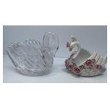 Crystal and Porcelain Swans