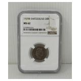 1929B NGCNS62 Swiss 20 Rappen