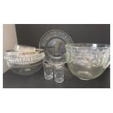 Glass Egg Platter and Serving Bowls