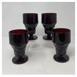 Anchor Hocking Georgian Ruby Glasses