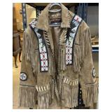 Dark Suede Beaded Fringed Menï¿½s Jacket