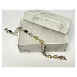 Sterling Multicolor Gem Stone Tennis Bracelet