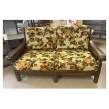 Vintage Floral Oak Sofa