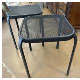 Pair of Patio End Tables - Black Metal