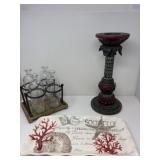 Platter, Candle Holder, Bottle Holder Set