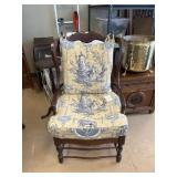 Wood Chair With Toile Fabric