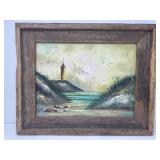 Seascape Oil on Canvas Painting, Signed