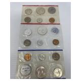 Three 1960 UNC Coin Sets, Philadelphia, Denver