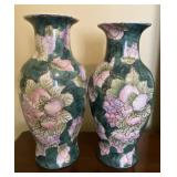 Pair of Fruit Painted Vases