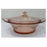 Pink Depression Covered Casserole Dish