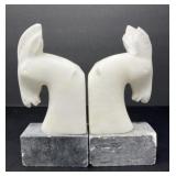 Marble Horse Head Bookends