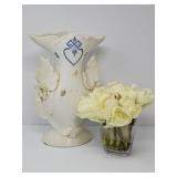 Antique Vase and Faux Tulips