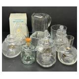 Nine Piece Glass Jars, Vases, Pitcher