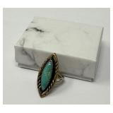 Native American Sterling Ring Marqius Shape Turq.
