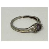 10K White Gold Ring with Purple Stone