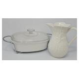 White Cabbage Pitcher and Corning Casserole