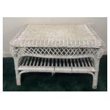 White Wicker Bench
