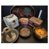 Decorative Assortment of Boxes, Tray, Candlesticks
