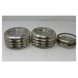 Eight Sterling and Glass Coasters