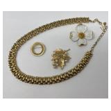 Trifari Brooches and Necklace