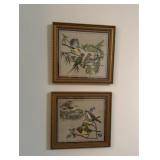 Framed Bird Screen Print Fabric Panels