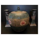 Asian Ginger Jar and Candlesticks
