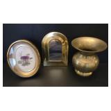 Brass Collection Vase, Mirror and Picture Frame
