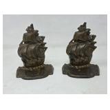 Vintage Brass Ship Bookends