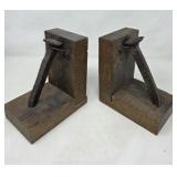 Vintage Handmade Bookends Railroad Spikes