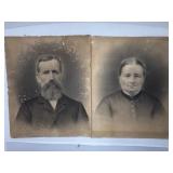 Pair of Antique Portrait Prints on Fabric Backing