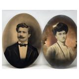 Pair of Vintage Oval Portrait Prints