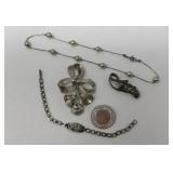 Sterling Lamode Brooch, Sterling Necklace