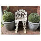 Small Wrought Iron Bench and Decor