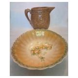 Vintage Pottery Pitcher and Bowl