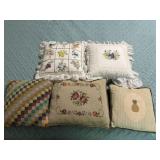 Needlepoint and Embroidered Decorative Pillow