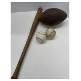 H & B Wooden Baseball Bat, Softballs, Football