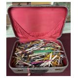 Mid Century Suitcase with Asst. Pencils and Pens