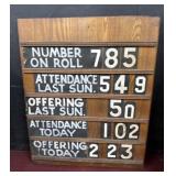 Wooden Church Attendance Board
