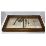 Wooden Display Case and Collectibles