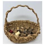Wooden Spools in Basket