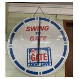 'Swing to Gate and Save' Advertising Spinner Clock